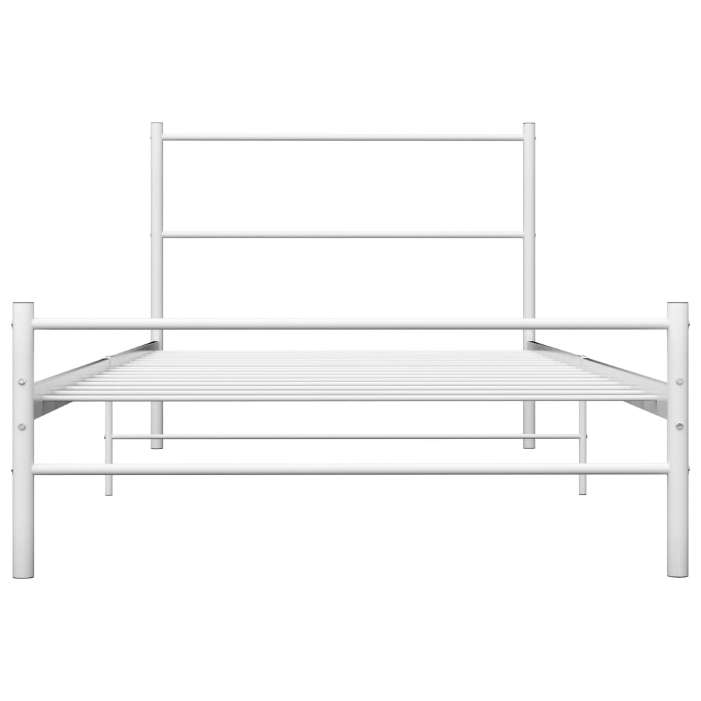 Sängynrunko valkoinen metalli 90x200 cm - Sisustajankoti.fi