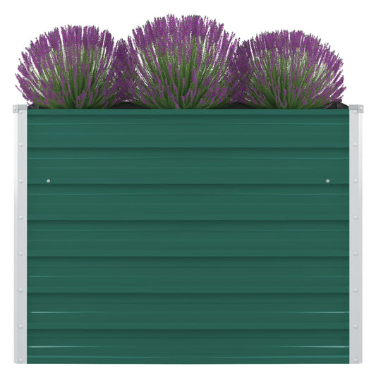 Korotettu puutarhalaatikko 100x100x77cm galvanoitu teräs vihreä - Sisustajankoti.fi