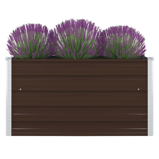 Korotettu puutarhalaatikko 100x100x45cm galvanoitu teräs ruskea - Sisustajankoti.fi