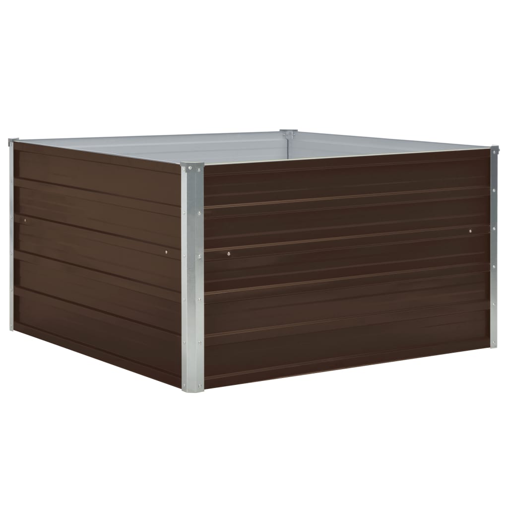 Korotettu puutarhalaatikko 100x100x45cm galvanoitu teräs ruskea - Sisustajankoti.fi