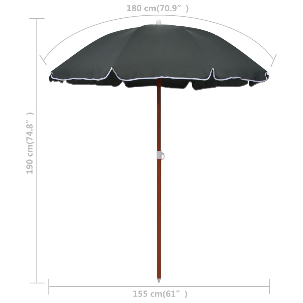 Aurinkovarjo terästanko 180 cm antrasiitti - Sisustajankoti.fi