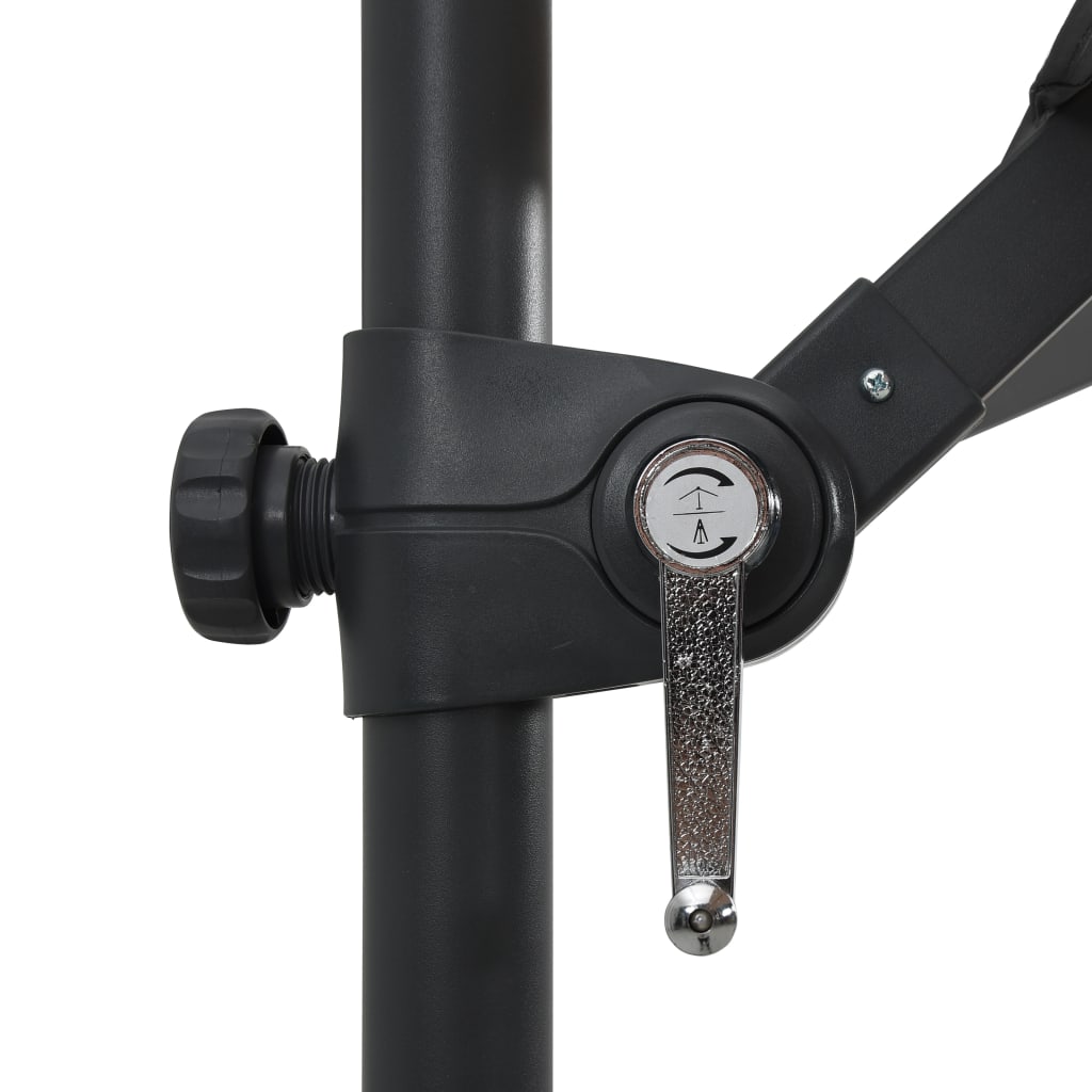 Aurinkovarjo LED-valoilla ja teräspylväällä 250x250 cm antras. - Sisustajankoti.fi