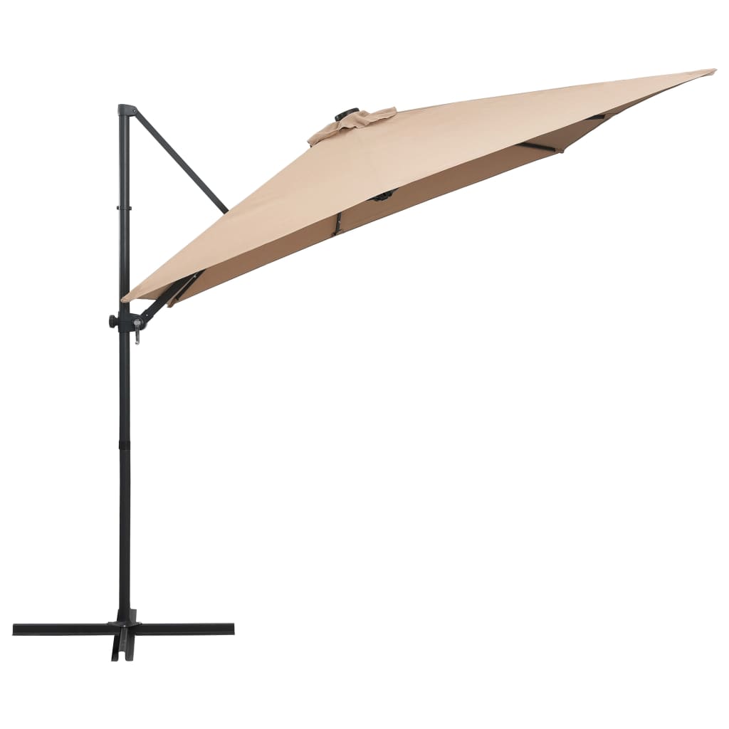 Aurinkovarjo LED-valoilla teräspylväs 250x250 cm ruskeanharmaa - Sisustajankoti.fi