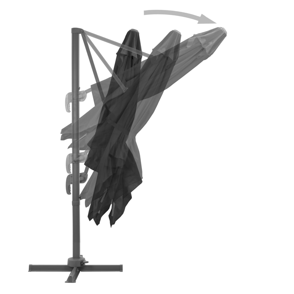 Riippuva aurinkovarjo alumiinipylväällä 3x3 m musta - Sisustajankoti.fi