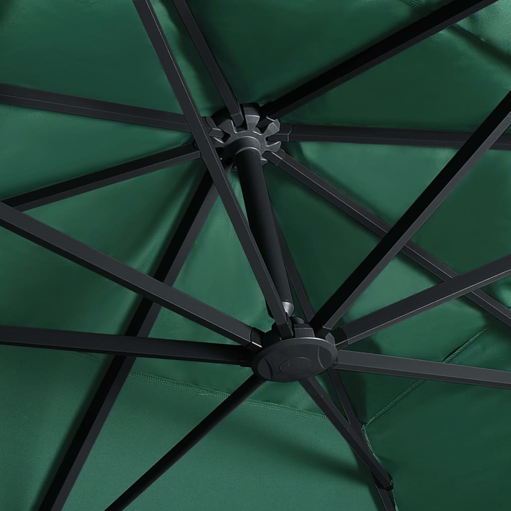 Aurinkovarjo LED-valoilla alumiinipylväällä 400x300 cm vihreä - Sisustajankoti.fi