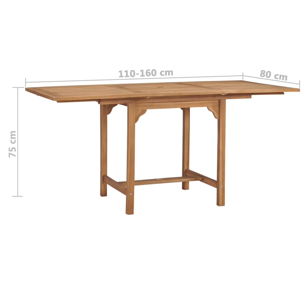 Jatkettava puutarhapöytä (110-160)x80x75 cm täysi tiikki - Sisustajankoti.fi