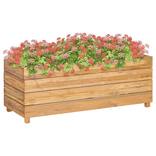 Korotettu kukkalaatikko 100x40x38cm kierrätetty tiikki ja teräs - Sisustajankoti.fi