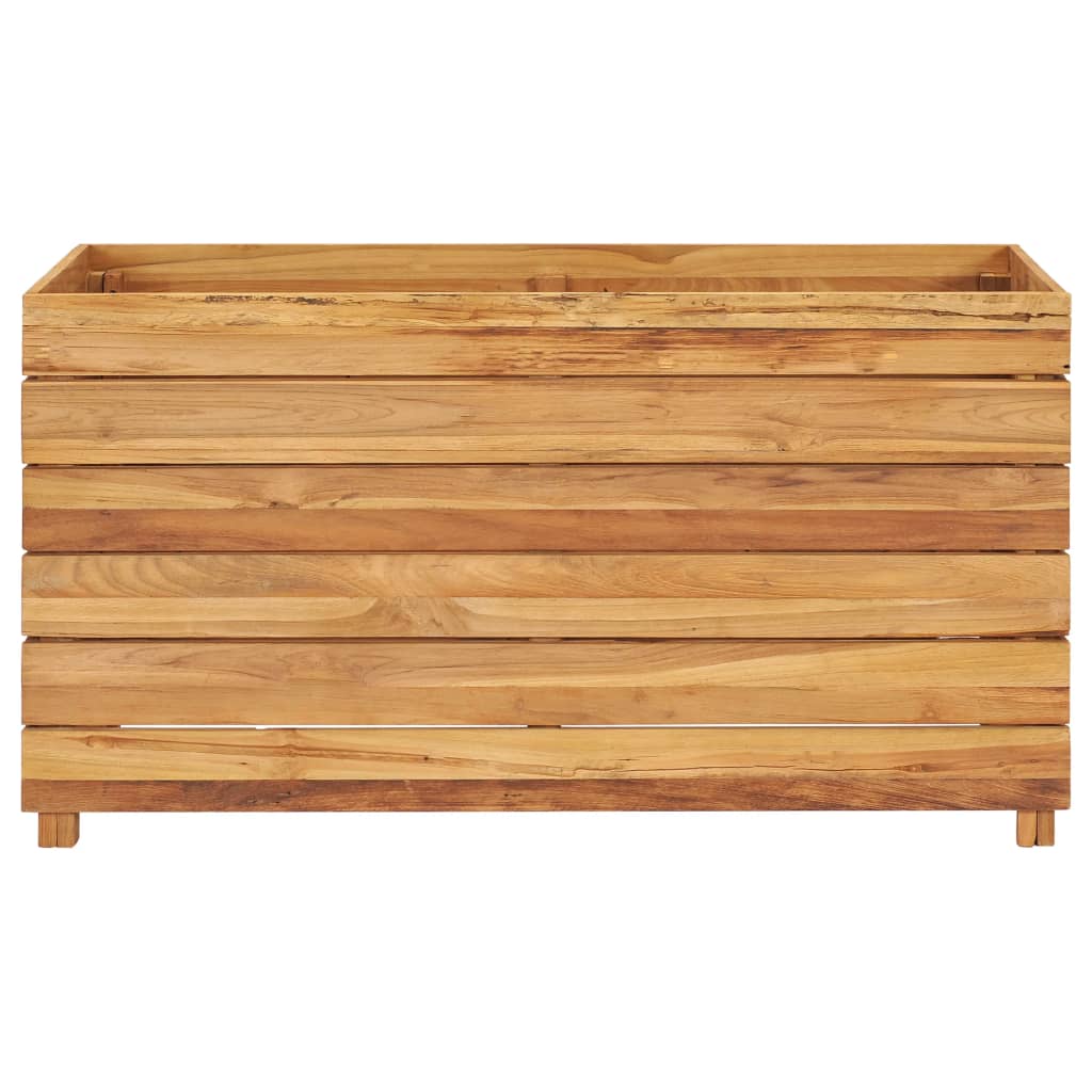 Korotettu kukkalaatikko 100x40x55 cm täysi tiikki ja teräs - Sisustajankoti.fi