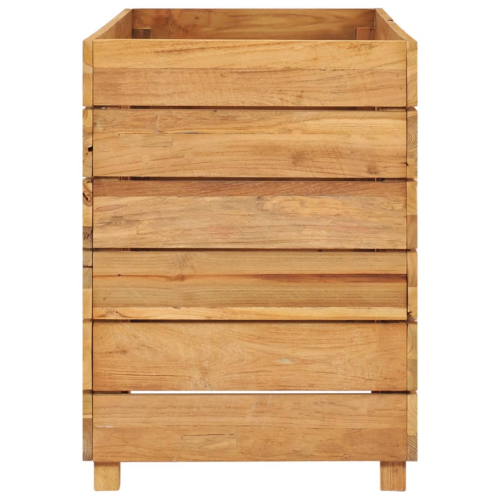 Korotettu kukkalaatikko 100x40x55 cm täysi tiikki ja teräs - Sisustajankoti.fi