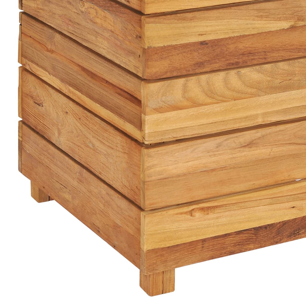 Korotettu kukkalaatikko 100x40x55 cm täysi tiikki ja teräs - Sisustajankoti.fi