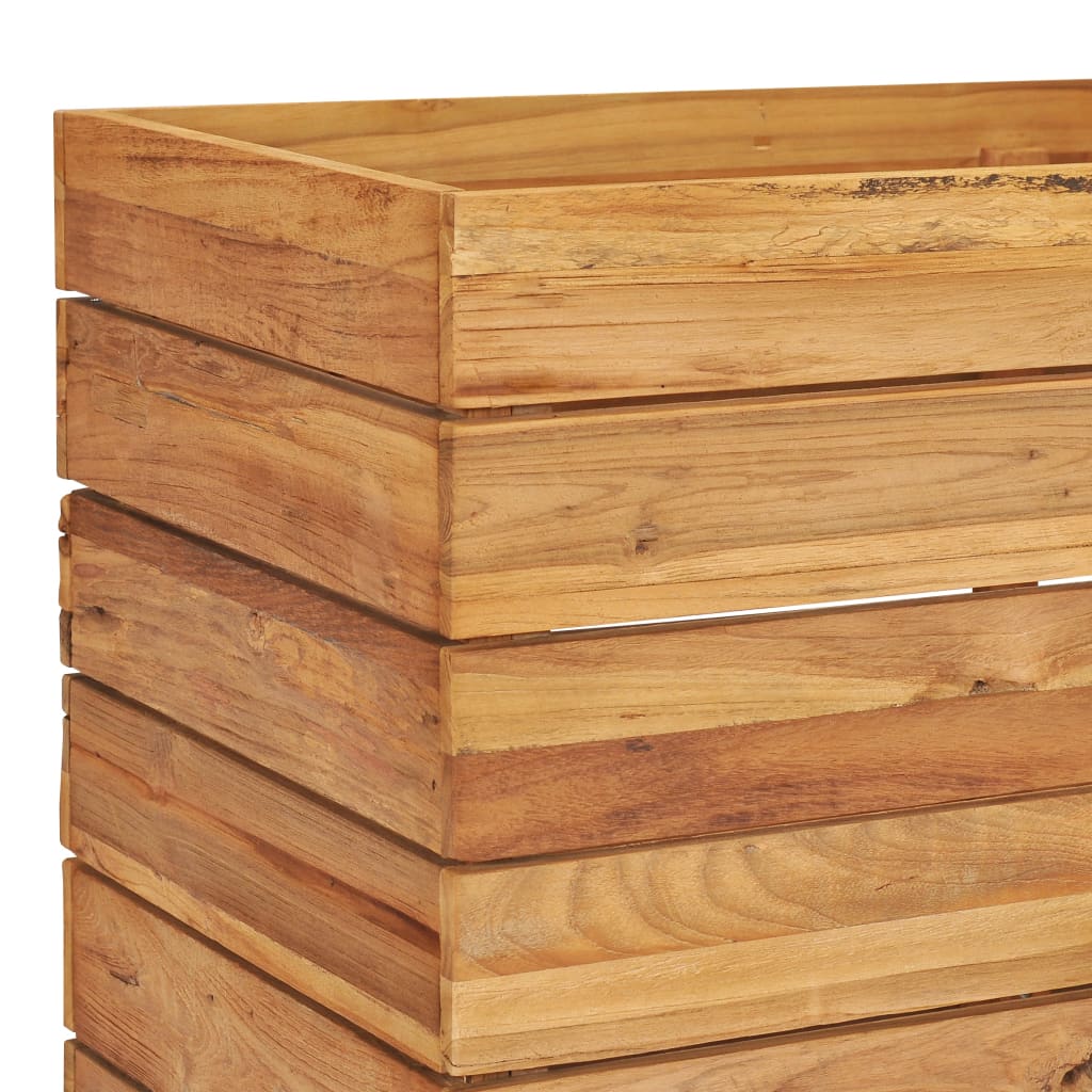 Korotettu kukkalaatikko 100x40x55 cm täysi tiikki ja teräs - Sisustajankoti.fi