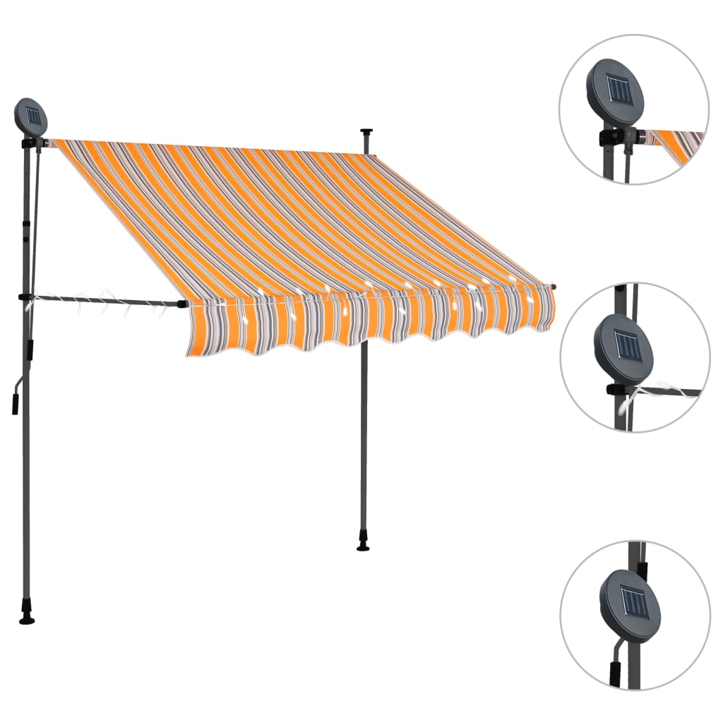 Sisäänkelattava markiisi LEDillä 100 cm keltainen ja sininen - Sisustajankoti.fi