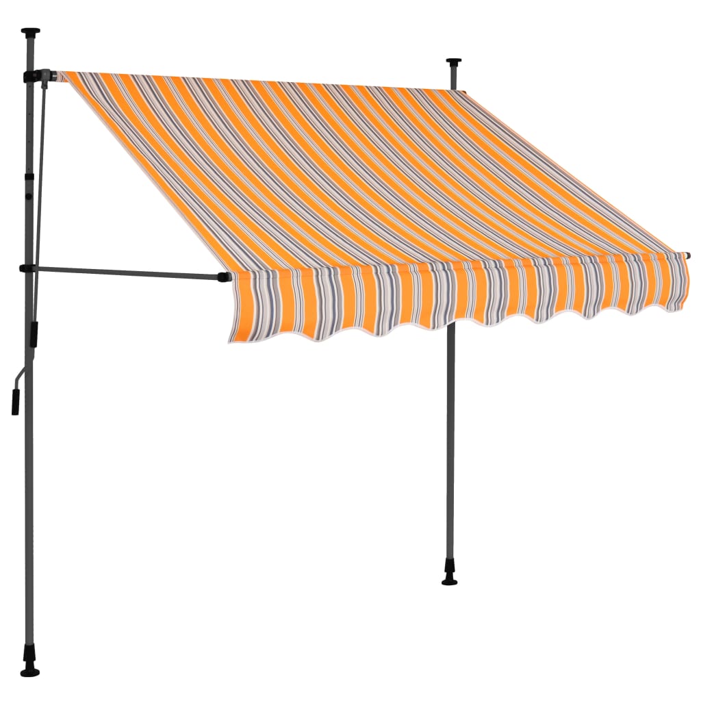 Sisäänkelattava markiisi LEDillä 150 cm keltainen ja sininen - Sisustajankoti.fi