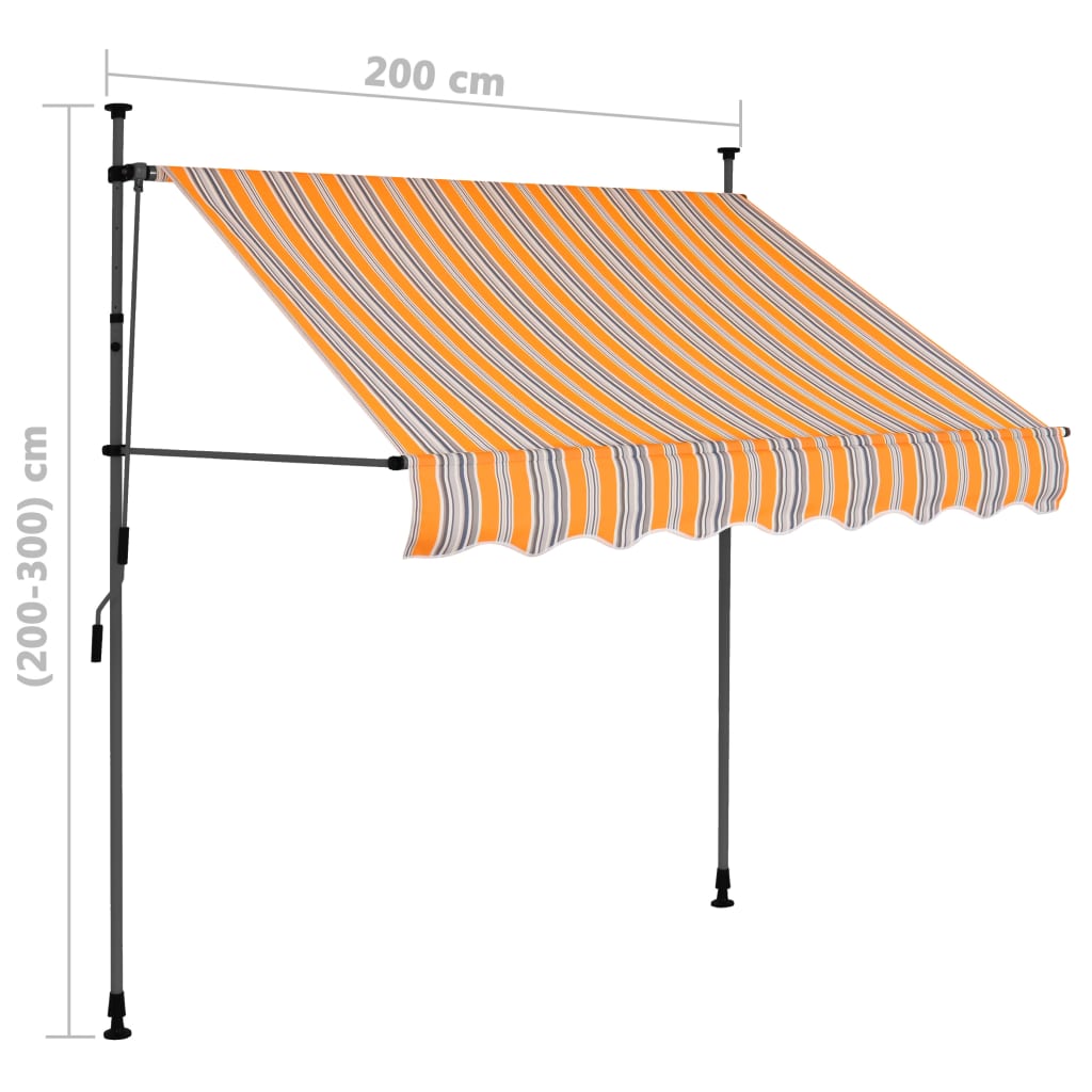 Sisäänkelattava markiisi LEDillä 200 cm keltainen ja sininen - Sisustajankoti.fi