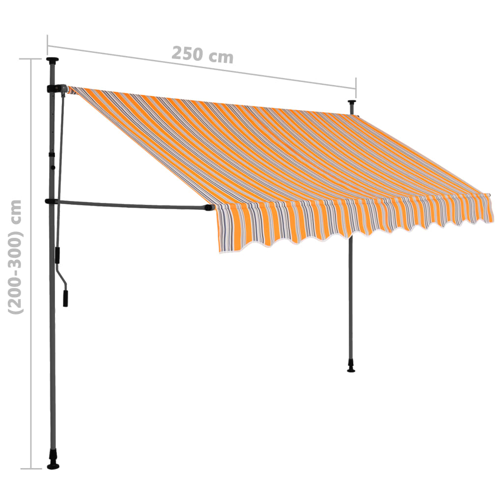 Sisäänkelattava markiisi LEDillä 250 cm keltainen ja sininen - Sisustajankoti.fi