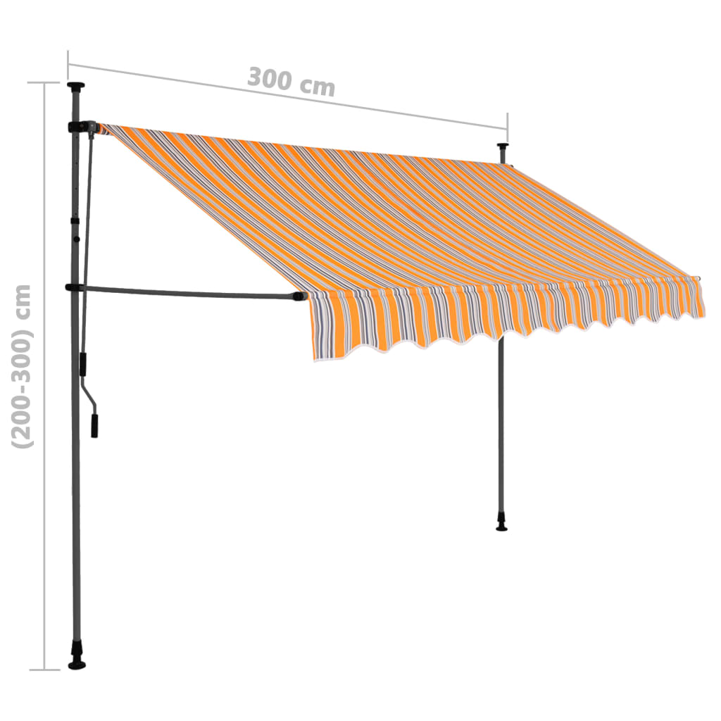 Sisäänkelattava markiisi LEDillä 300 cm keltainen ja sininen - Sisustajankoti.fi