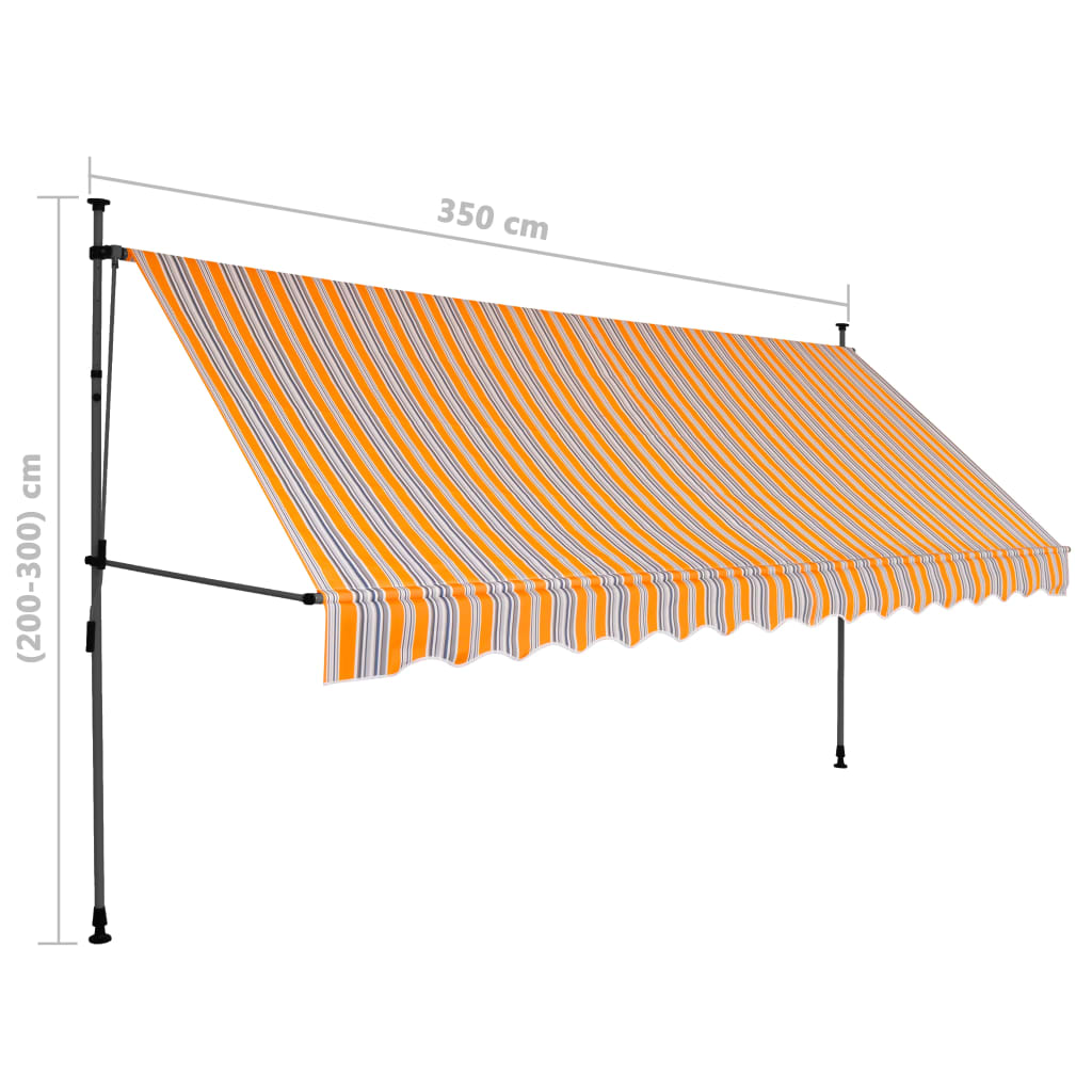 Sisäänkelattava markiisi LEDillä 350 cm keltainen ja sininen - Sisustajankoti.fi