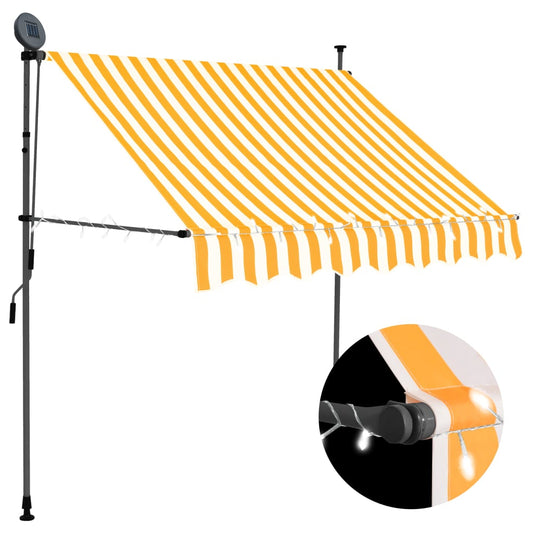 Sisäänkelattava markiisi LEDillä 100 cm valkoinen ja oranssi - Sisustajankoti.fi