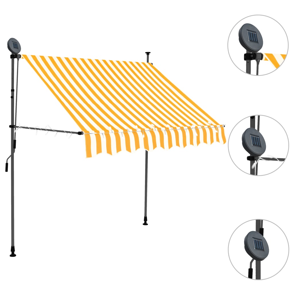 Sisäänkelattava markiisi LEDillä 100 cm valkoinen ja oranssi - Sisustajankoti.fi