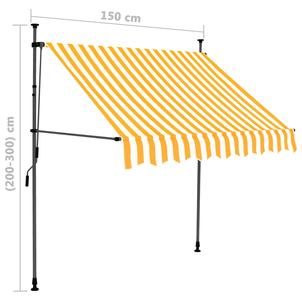 Sisäänkelattava markiisi LEDillä 150 cm valkoinen ja oranssi - Sisustajankoti.fi