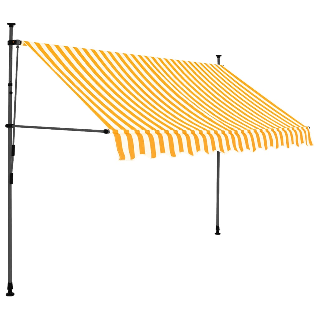 Sisäänkelattava markiisi LEDillä 250 cm valkoinen ja oranssi - Sisustajankoti.fi