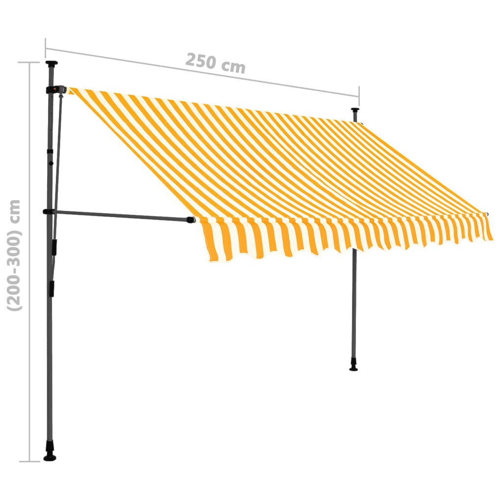 Sisäänkelattava markiisi LEDillä 250 cm valkoinen ja oranssi - Sisustajankoti.fi