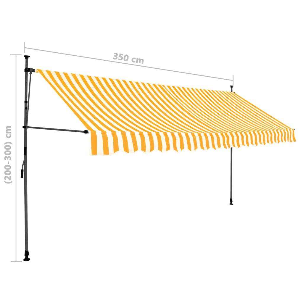 Sisäänkelattava markiisi LEDillä 350 cm valkoinen ja oranssi - Sisustajankoti.fi