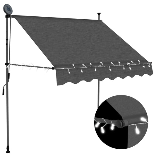 Sisäänkelattava markiisi LEDillä 100 cm antrasiitti - Sisustajankoti.fi