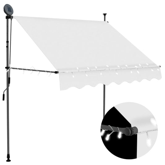 Sisäänkelattava markiisi LEDillä 100 cm kerma - Sisustajankoti.fi