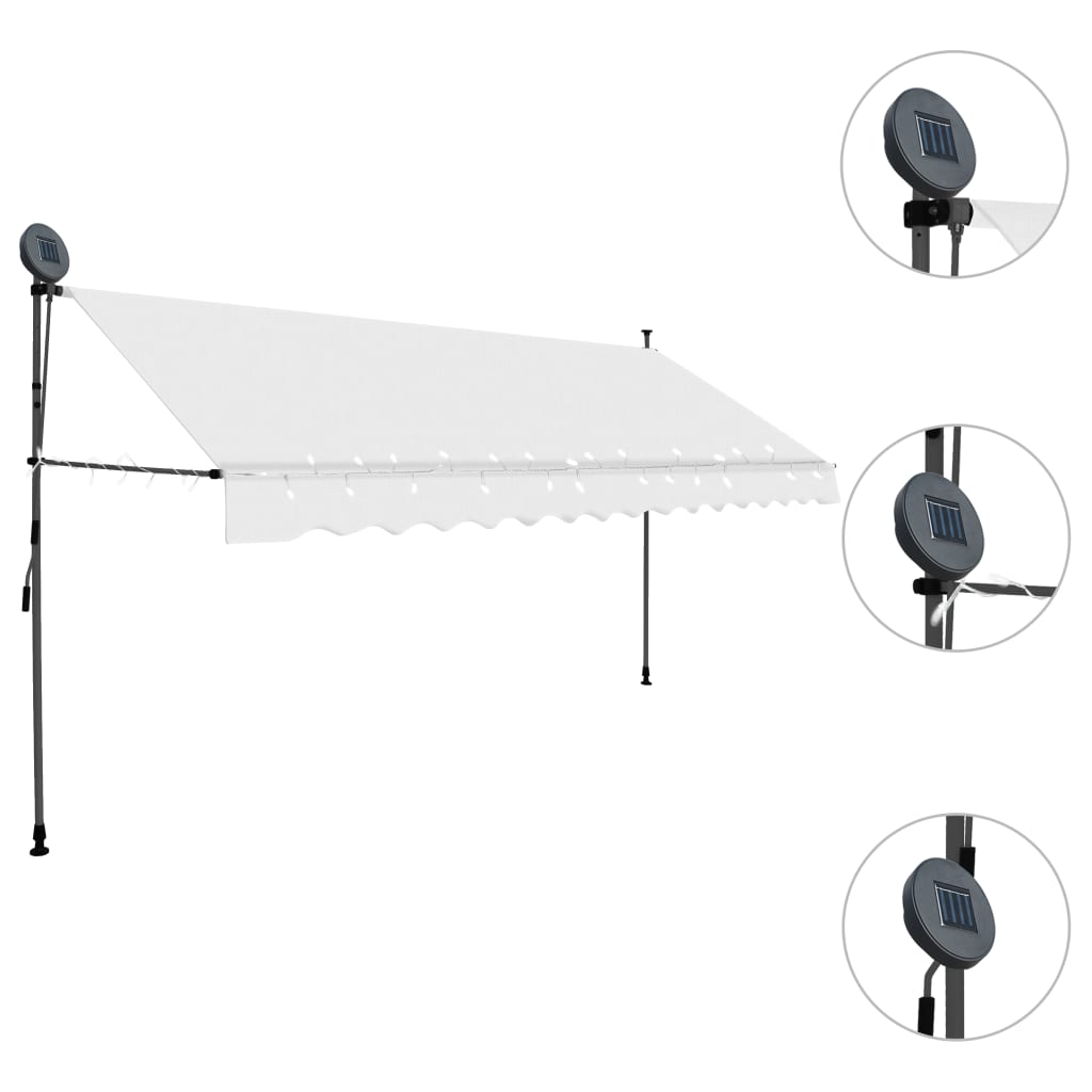 Sisäänkelattava markiisi LEDillä 350 cm kerma - Sisustajankoti.fi