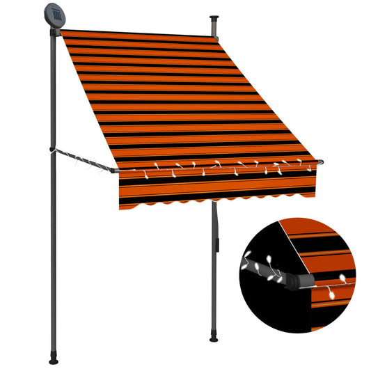 Sisäänkelattava markiisi LEDillä 100 cm oranssi ja ruskea - Sisustajankoti.fi