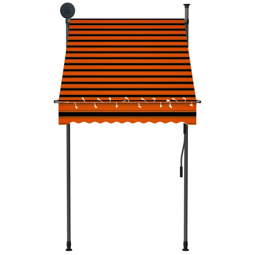 Sisäänkelattava markiisi LEDillä 100 cm oranssi ja ruskea - Sisustajankoti.fi