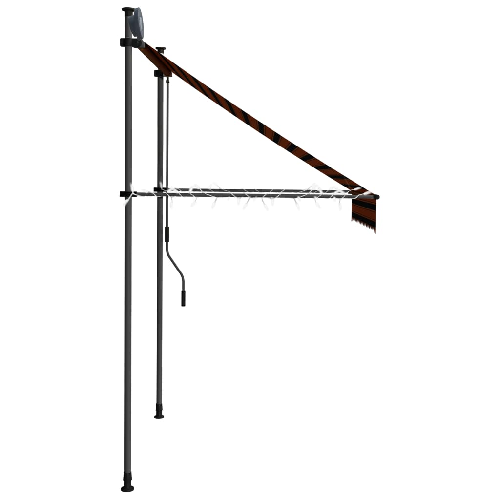 Sisäänkelattava markiisi LEDillä 150 cm oranssi ja ruskea - Sisustajankoti.fi