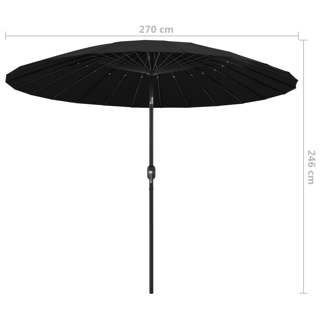 Aurinkovarjo alumiinitanko 270 cm musta - Sisustajankoti.fi