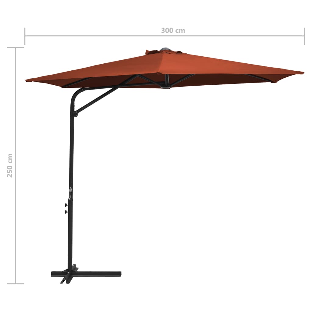 Aurinkovarjo terästanko 300 cm terrakotta - Sisustajankoti.fi