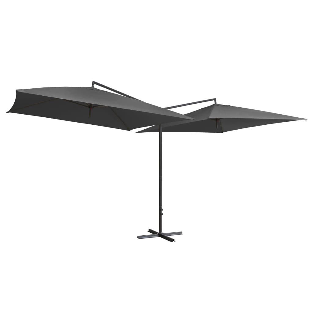 Tupla-aurinkovarjo terästanko 250x250 cm antrasiitti - Sisustajankoti.fi