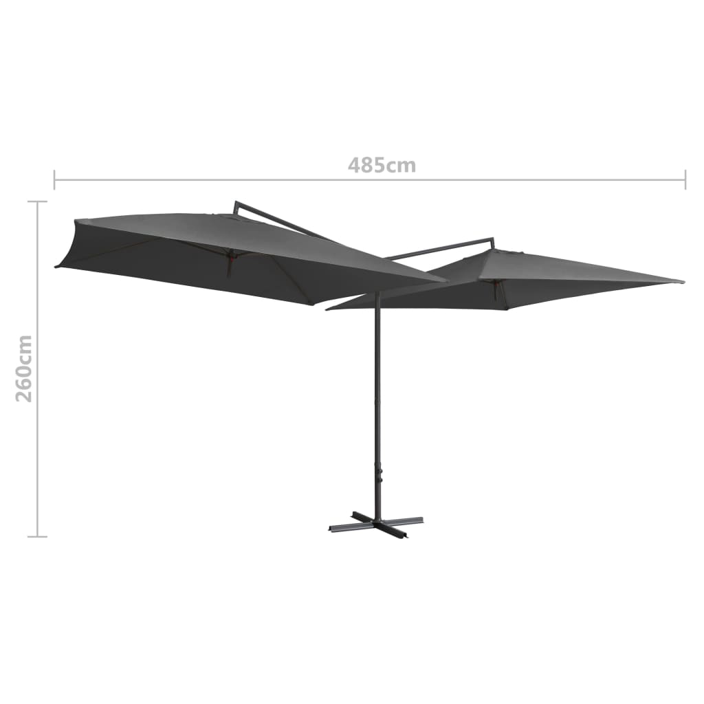 Tupla-aurinkovarjo terästanko 250x250 cm antrasiitti - Sisustajankoti.fi