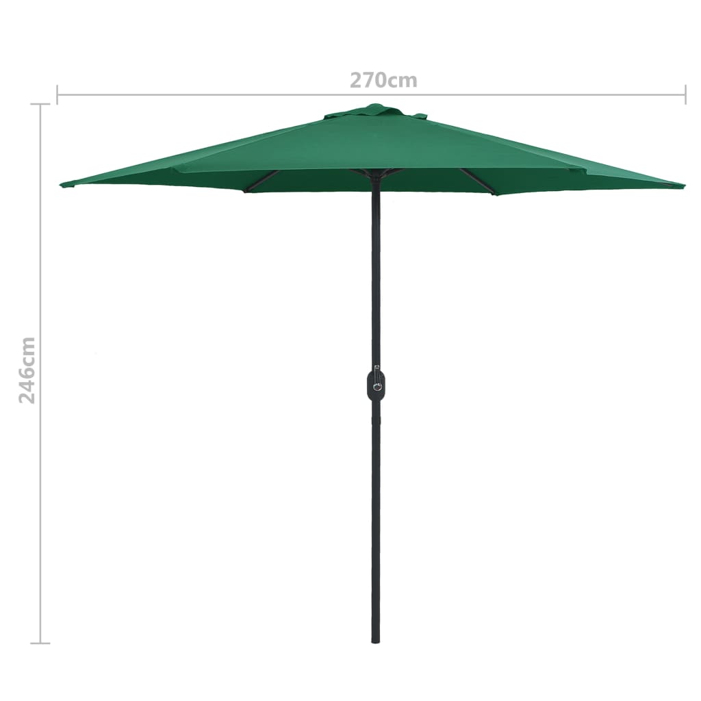 Aurinkovarjo alumiinitanko 270x246 cm vihreä - Sisustajankoti.fi