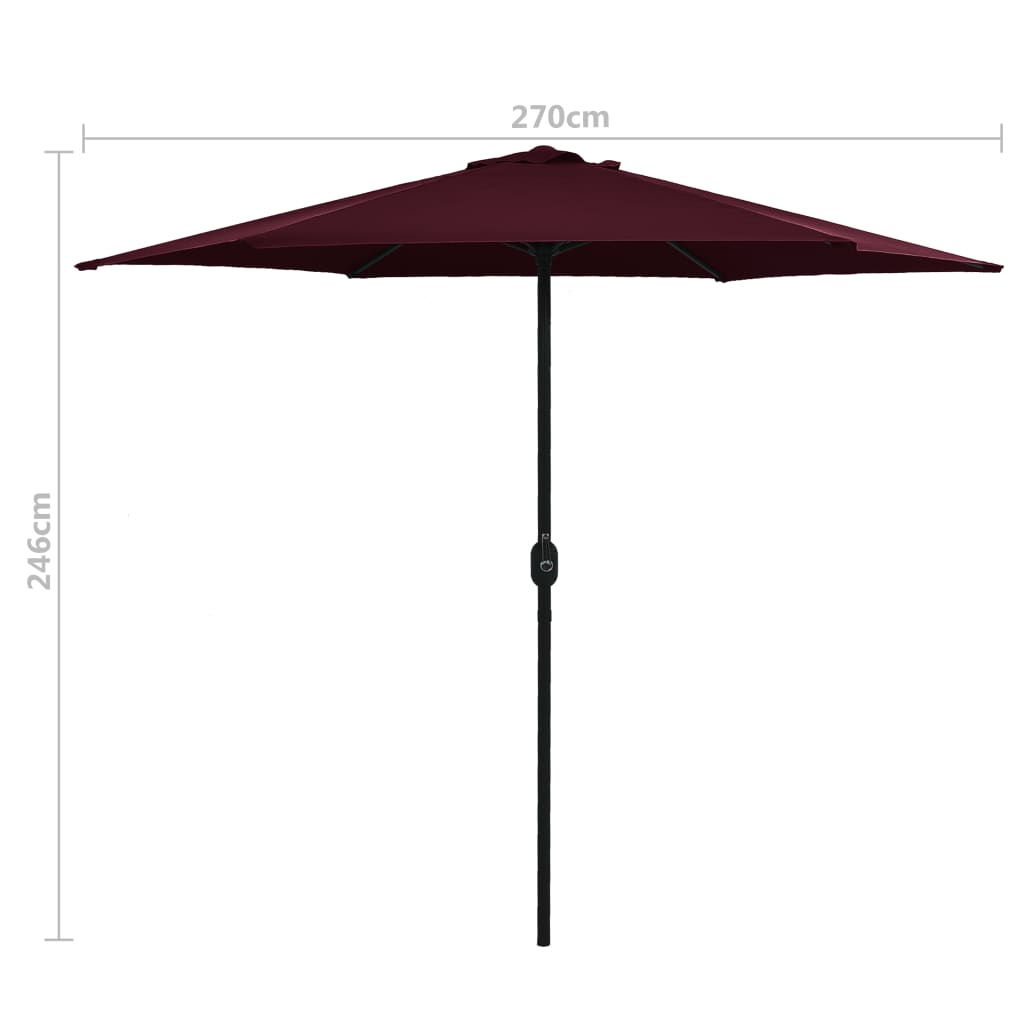 Aurinkovarjo alumiinitanko 270x246 cm viininpunainen - Sisustajankoti.fi