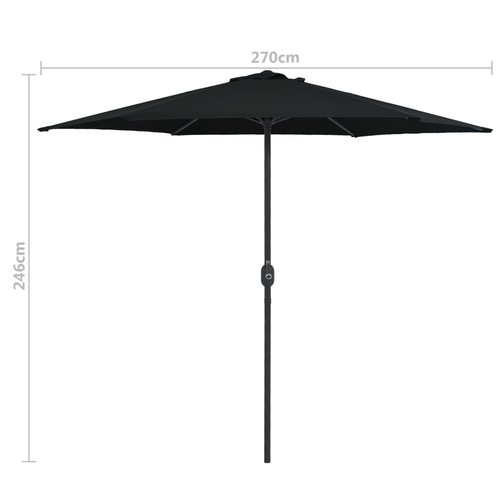 Aurinkovarjo alumiinitanko 270x246 cm musta - Sisustajankoti.fi