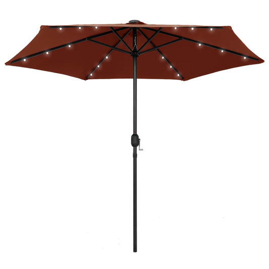 Ulkoaurinkovarjo LED-valot alumiinitanko 270 cm terrakotta - Sisustajankoti.fi