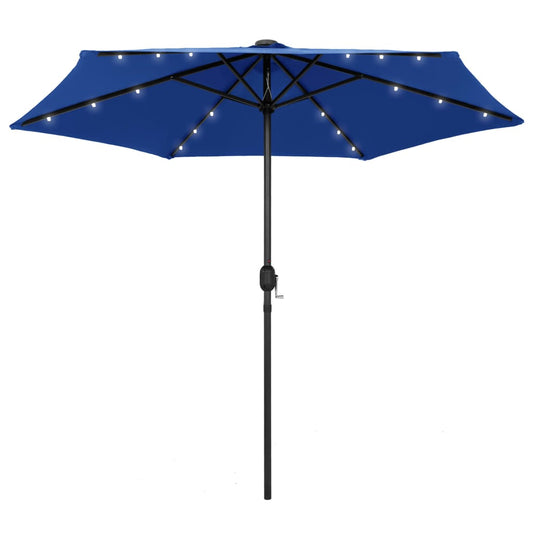 Ulkoaurinkovarjo LED-valot alumiinitanko 270 cm taivaansininen - Sisustajankoti.fi