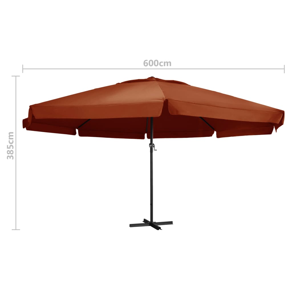 Aurinkovarjo alumiinitanko 600 cm terrakotta - Sisustajankoti.fi