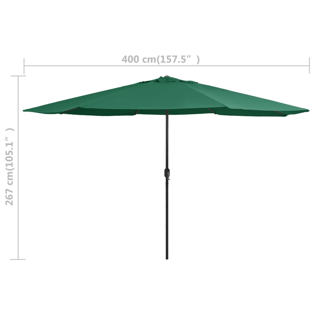 Aurinkovarjo metallirunko 400 cm vihreä - Sisustajankoti.fi