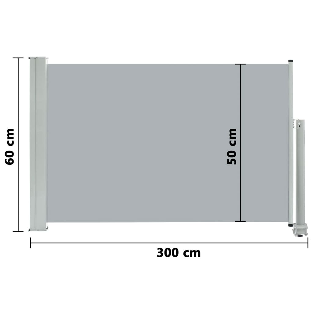 Sisäänvedettävä terassin sivumarkiisi 60x300 cm harmaa - Sisustajankoti.fi
