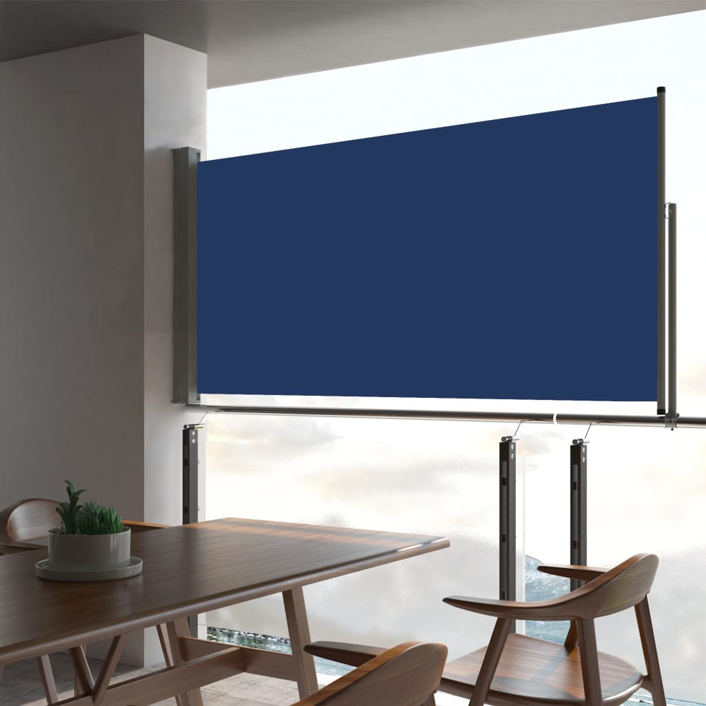 Sisäänvedettävä terassin sivumarkiisi 80x300 cm sininen - Sisustajankoti.fi