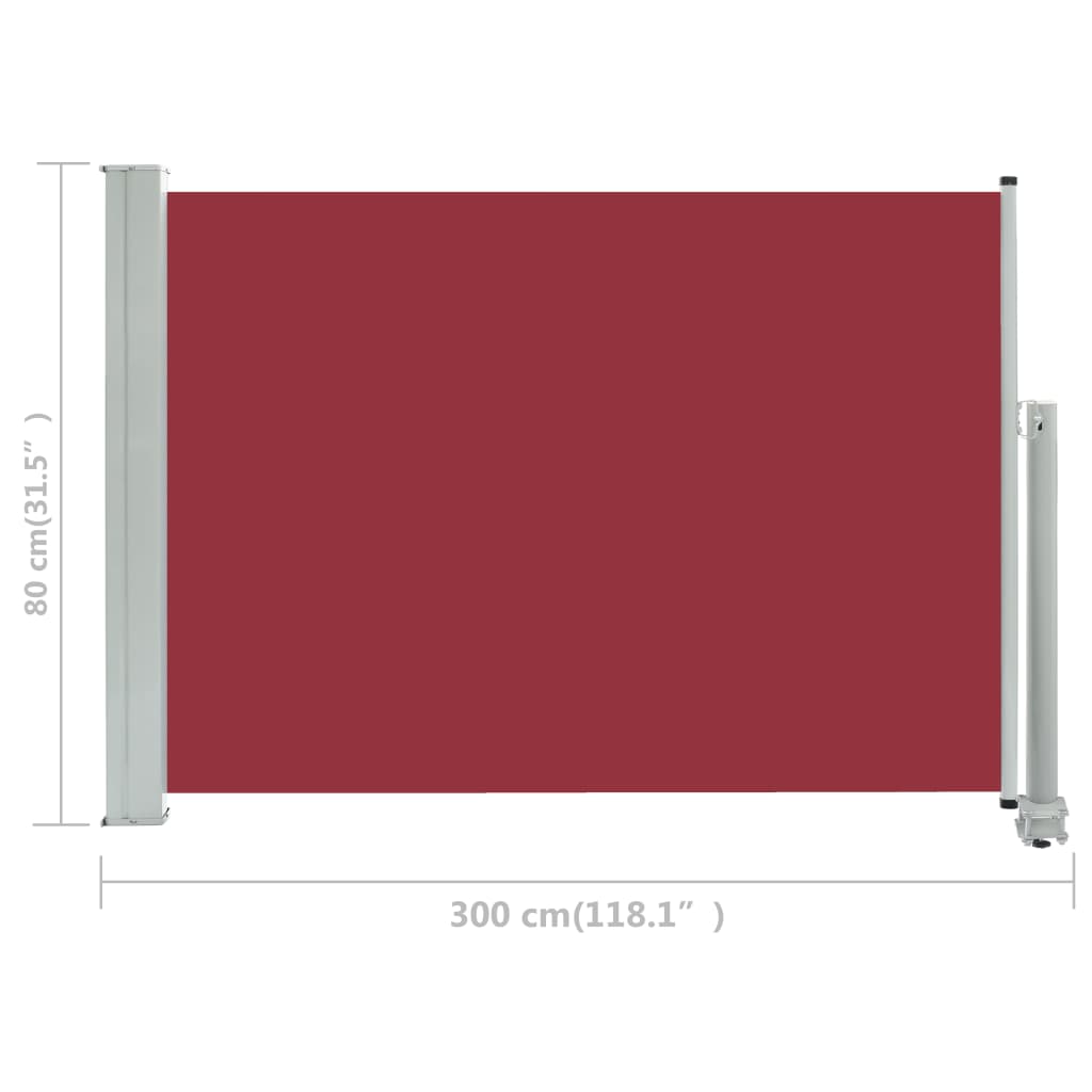 Sisäänvedettävä terassin sivumarkiisi 80x300 cm punainen - Sisustajankoti.fi