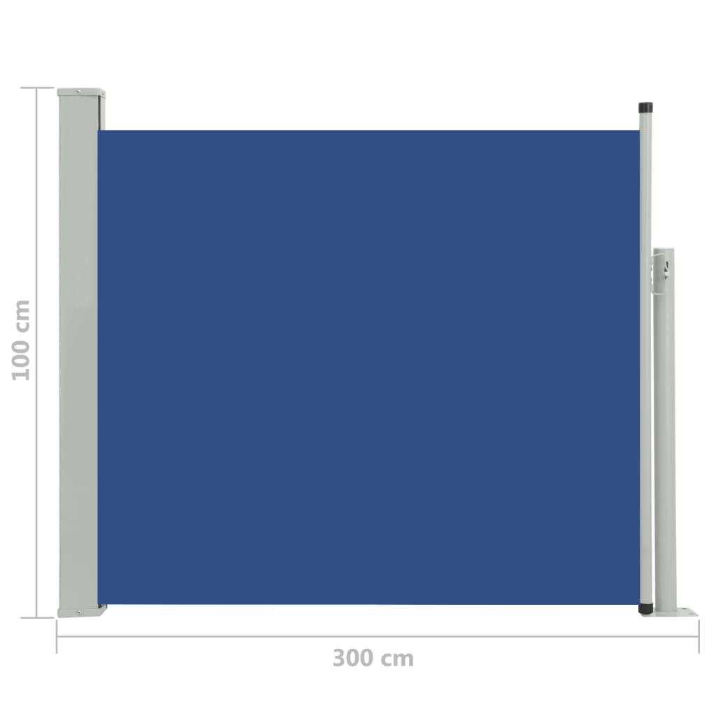 Sisäänvedettävä terassin sivumarkiisi 100x300 cm sininen - Sisustajankoti.fi