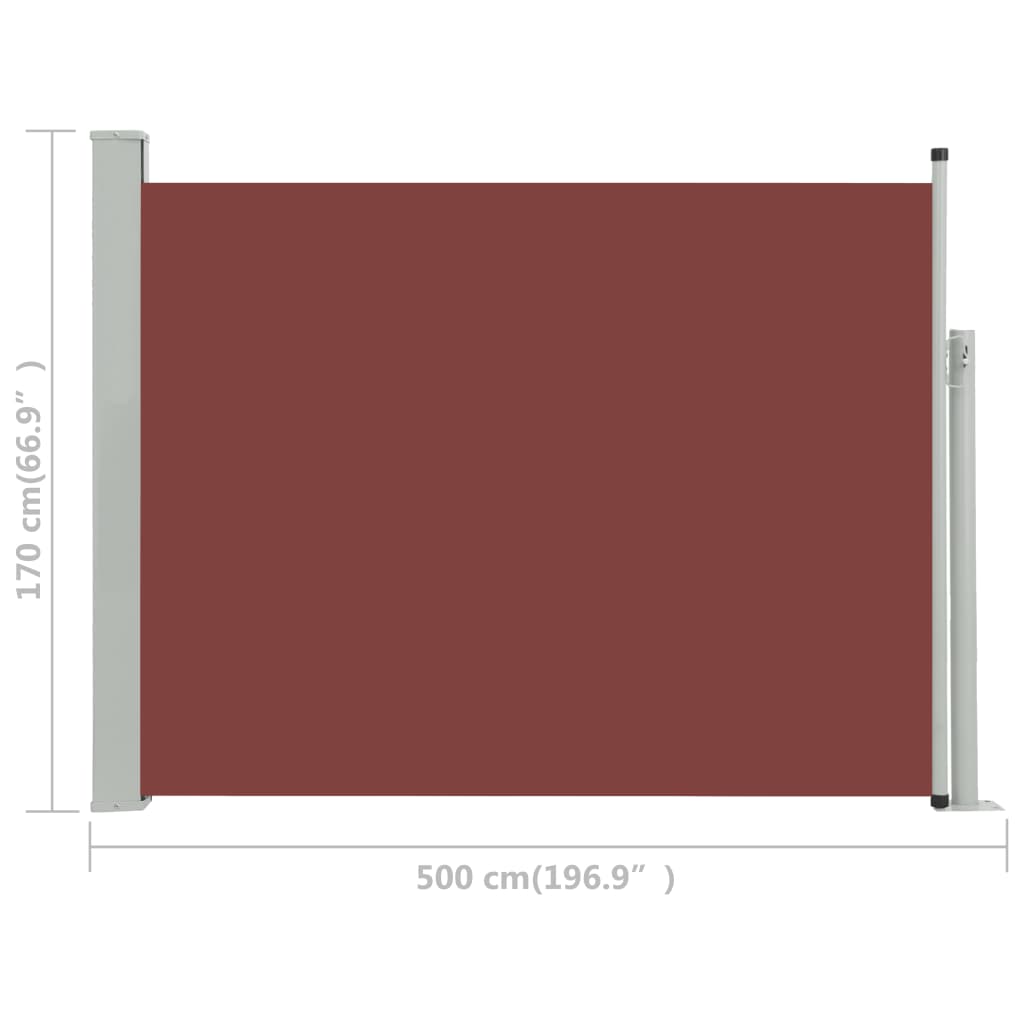 Sisäänvedettävä terassin sivumarkiisi 170x500 cm ruskea - Sisustajankoti.fi