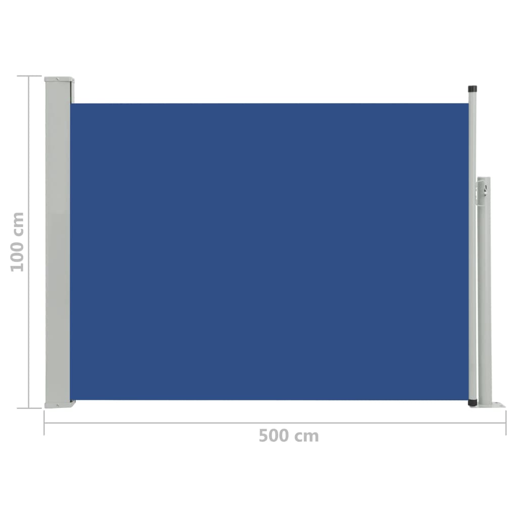 Sisäänvedettävä terassin sivumarkiisi 100x500 cm sininen - Sisustajankoti.fi